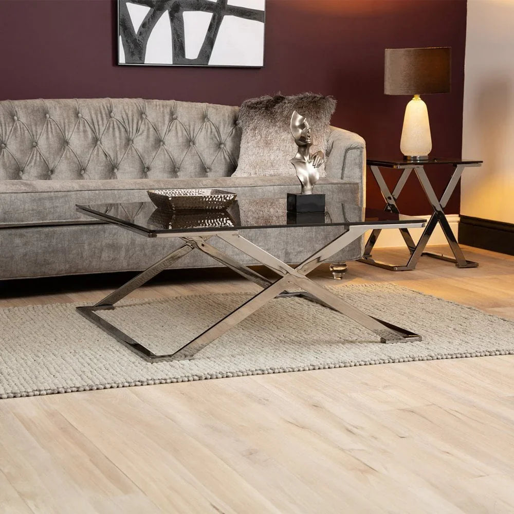 Axel Grey Gunmetal Coffee Table with Smoke Glass- 2 Parts