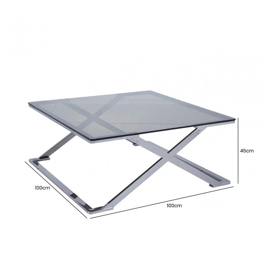 Axel Grey Gunmetal Coffee Table with Smoke Glass- 2 Parts
