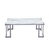 Aamari Grey Gunmetal Coffee Table with White Faux Marble Glass Top-KD