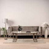 Aamari Grey Gunmetal Coffee Table with White Faux Marble Glass Top-KD