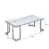 Aamari Grey Gunmetal Coffee Table with White Faux Marble Glass Top-KD