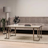 Aamari Grey Gunmetal Coffee Table with White Faux Marble Glass Top-KD