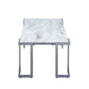 Aamari Grey Gunmetal Coffee Table with White Faux Marble Glass Top-KD