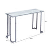 Aamari Grey Gunmetal Console Table with White Faux Marble Glass Top-KD