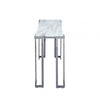 Aamari Grey Gunmetal Console Table with White Faux Marble Glass Top-KD