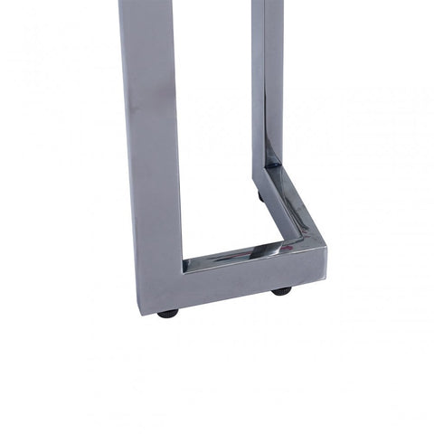 Aamari Grey Gunmetal End Table with White Faux Marble Glass Top-KD