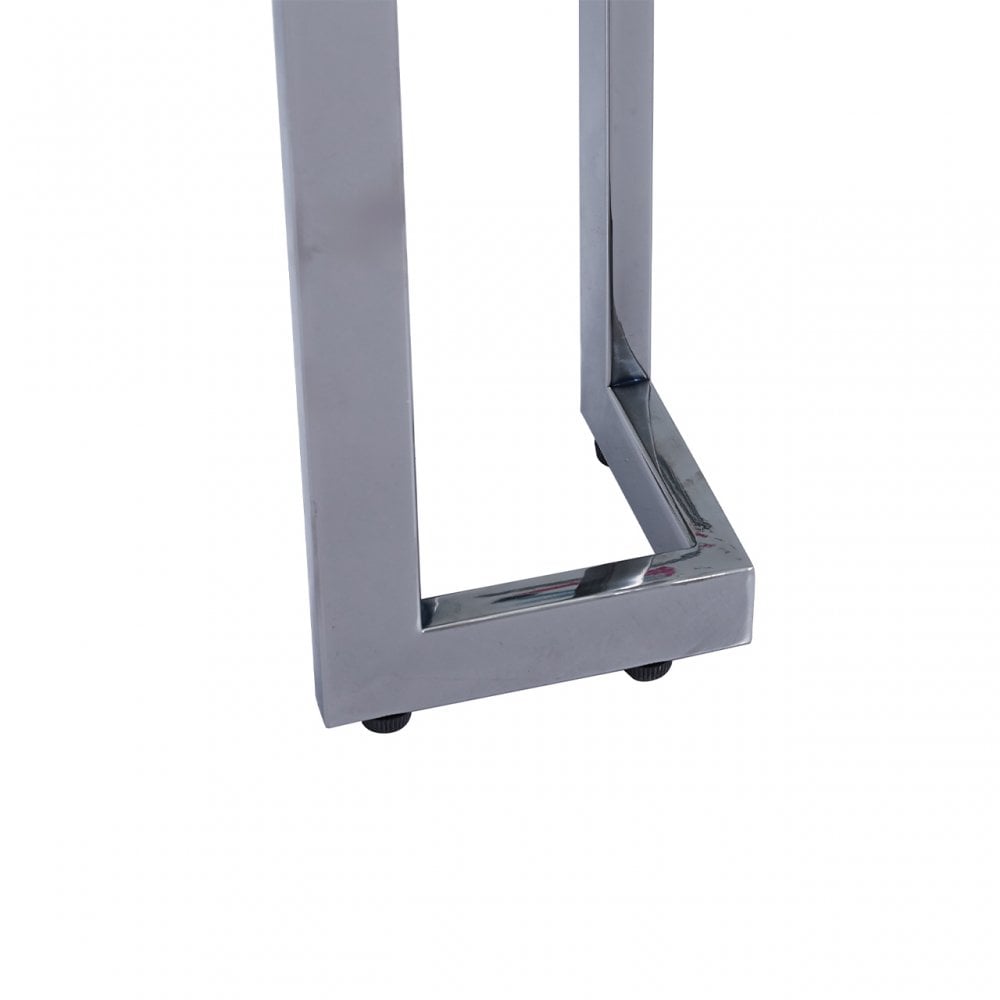 Aamari Grey Gunmetal End Table with White Faux Marble Glass Top-KD