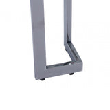 Aamari Grey Gunmetal End Table with White Faux Marble Glass Top-KD
