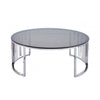 Owen Round Chrome Metal Coffee Table with Smoke Glass Top-2 Parts