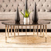 Owen Round Chrome Metal Coffee Table with Smoke Glass Top-2 Parts