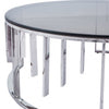 Owen Round Chrome Metal Coffee Table with Smoke Glass Top-2 Parts