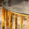 Owen Round Gold Metal Coffee Table with Clear Glass Top-2 Parts