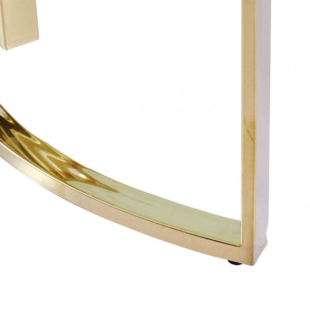Owen Round Gold Metal Coffee Table with Clear Glass Top-2 Parts