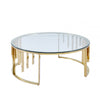Owen Round Gold Metal Coffee Table with Clear Glass Top-2 Parts