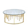 Owen Round Gold Metal Coffee Table with Clear Glass Top-2 Parts