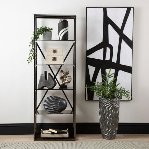 Axel 5-Tier Grey Gunmetal with Smoke Glass Display Unit - 2 Parts
