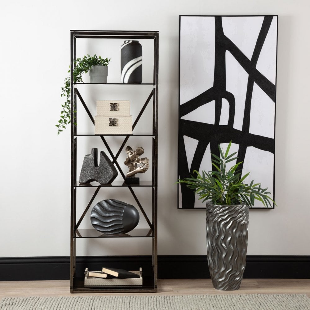 Axel 5-Tier Grey Gunmetal with Smoke Glass Display Unit - 2 Parts