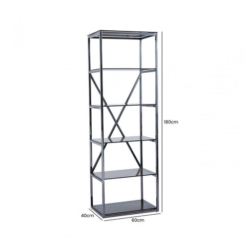 Axel 5-Tier Grey Gunmetal with Smoke Glass Display Unit - 2 Parts