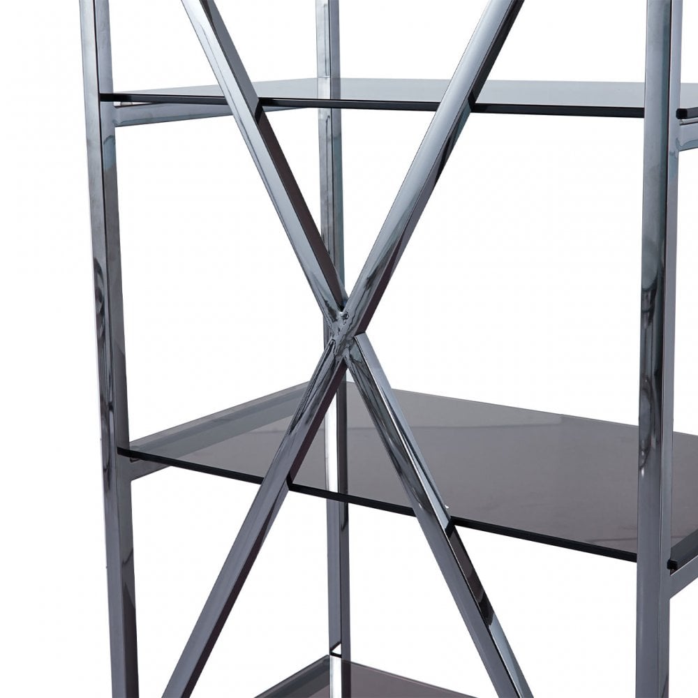 Axel 5-Tier Grey Gunmetal with Smoke Glass Display Unit - 2 Parts