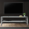Cohen Chrome Steel Tubes Entertainment Unit with Clear Glass Shelves
