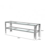 Cohen Chrome Steel Tubes Entertainment Unit with Clear Glass Shelves