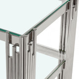 Cohen Chrome Steel Tubes Entertainment Unit with Clear Glass Shelves