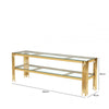 Cohen Gold Steel Tubes Entertainment Unit with Clear Glass Shelves