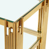 Cohen Gold Steel Tubes Entertainment Unit with Clear Glass Shelves