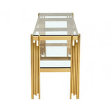 Cohen Gold Steel Tubes Entertainment Unit with Clear Glass Shelves