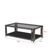 Cohen Black Gunmetal Steel Tubes and Smoke Glass Top Coffee Table - Black Bottom Glass