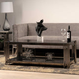 Cohen Black Gunmetal Steel Tubes and Smoke Glass Top Coffee Table - Black Bottom Glass