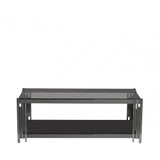 Cohen Black Gunmetal Steel Tubes and Smoke Glass Top Coffee Table - Black Bottom Glass