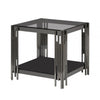 Cohen Black Gunmetal Steel Tubes and Smoke Glass Top End Table - Black Bottom Glass