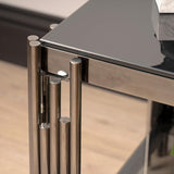 Cohen Black Gunmetal Steel Tubes and Smoke Glass Top End Table - Black Bottom Glass
