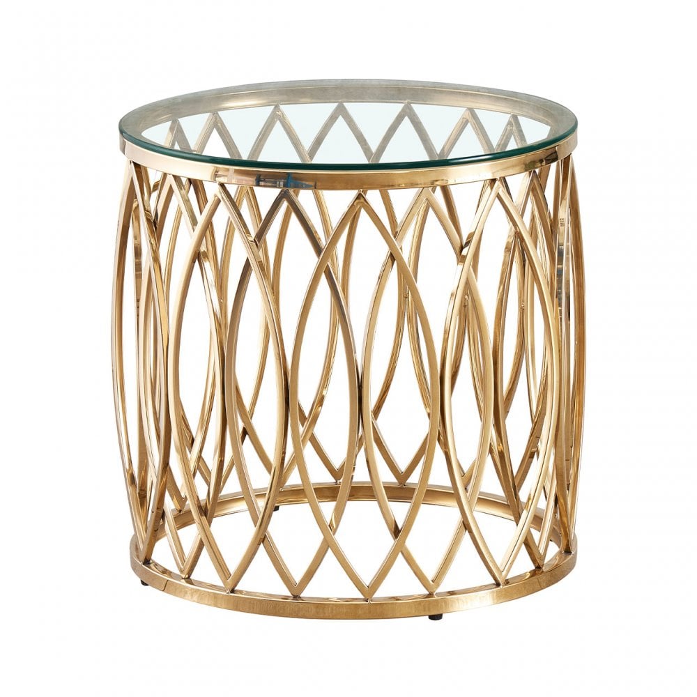 Willow Gold Metal and Glass End Table