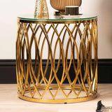 Willow Gold Metal and Glass End Table