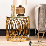 Willow Gold Metal and Glass End Table