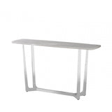 Meghan Chrome Metal Console Table with Grey Faux Marble Top - 2 Parts