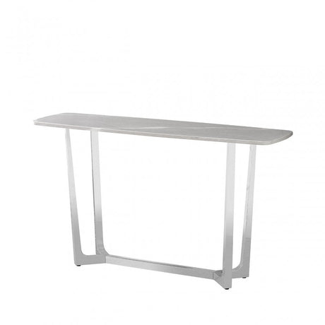 Meghan Chrome Metal Console Table with Grey Faux Marble Top - 2 Parts