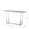 Meghan Chrome Metal Console Table with Grey Faux Marble Top - 2 Parts