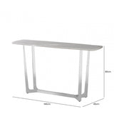 Meghan Chrome Metal Console Table with Grey Faux Marble Top - 2 Parts