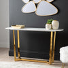 Meghan Gold Metal Console Table with White Faux Marble Top - 2 Parts