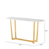 Meghan Gold Metal Console Table with White Faux Marble Top - 2 Parts