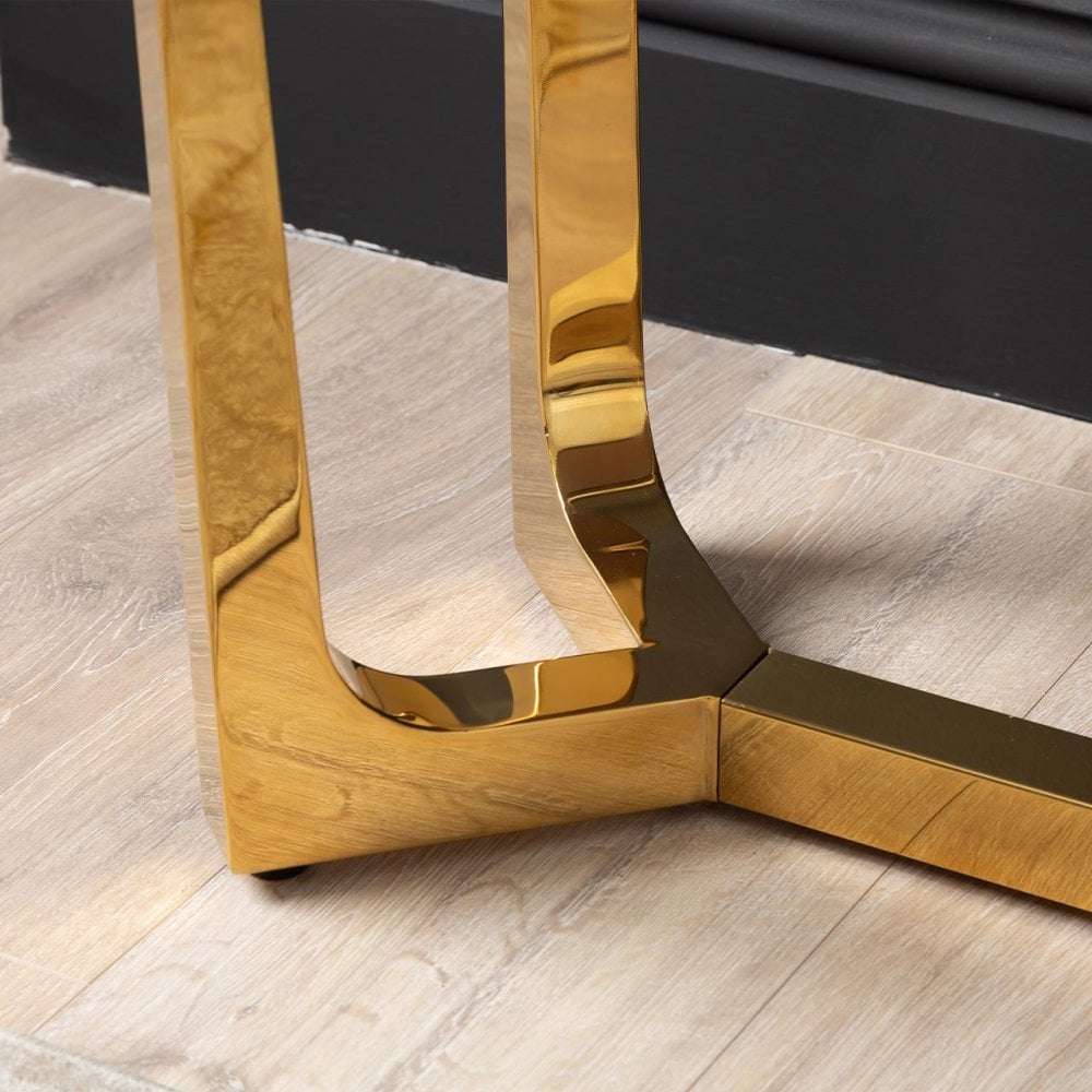 Meghan Gold Metal Console Table with White Faux Marble Top - 2 Parts