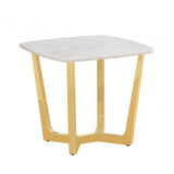 Meghan Gold Metal End Table with White Faux Marble Top - 2 Parts
