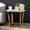 Meghan Gold Metal End Table with White Faux Marble Top - 2 Parts