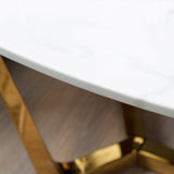 Meghan Gold Metal End Table with White Faux Marble Top - 2 Parts