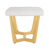 Meghan Gold Metal End Table with White Faux Marble Top - 2 Parts