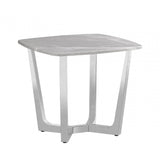 Meghan Chrome Metal End Table with Grey Faux Marble Top - 2 Parts