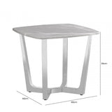 Meghan Chrome Metal End Table with Grey Faux Marble Top - 2 Parts